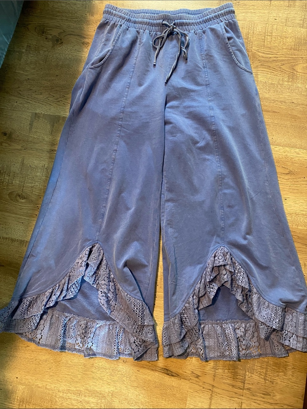 ROMANTIC LACE MINERAL WASH WHISPER WIDE LEG PANTS - Picture 2 of 3